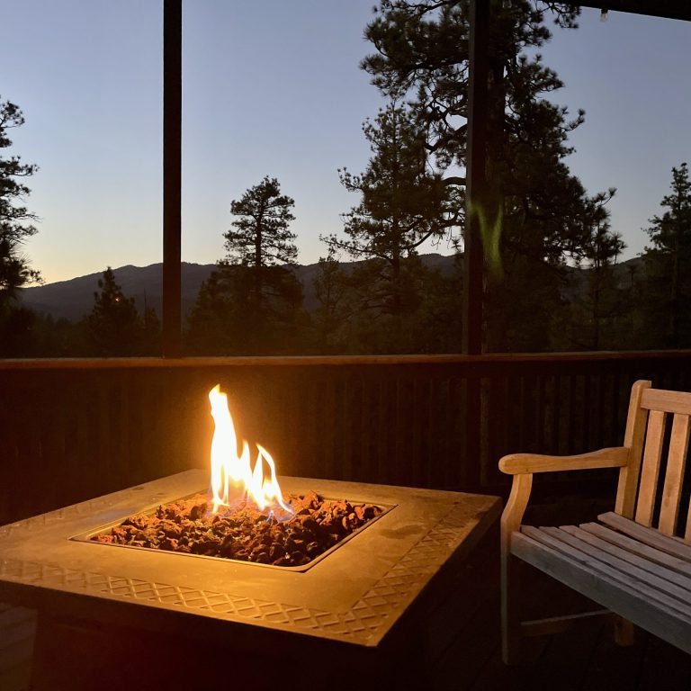 Evening Firepit Big Bear Retreat Center BBRC Eating Deck